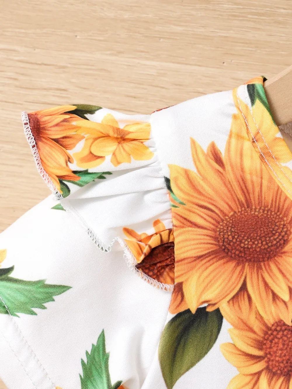 Children's Sunflower Ruffled Short Sleeve Top and Shorts Set Floral / 6-9M