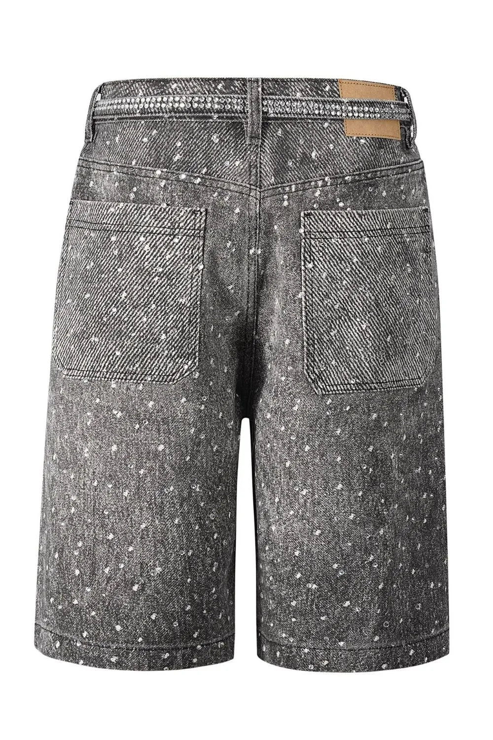 Men's Washed Rhinestone Denim Bermuda Shorts Medium / 30