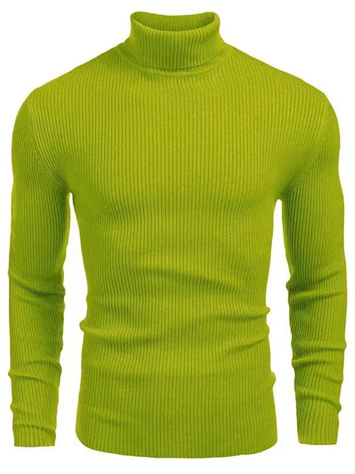 Men's Plus Size Ribbed Turtleneck Long Sleeve Sweater Black / M