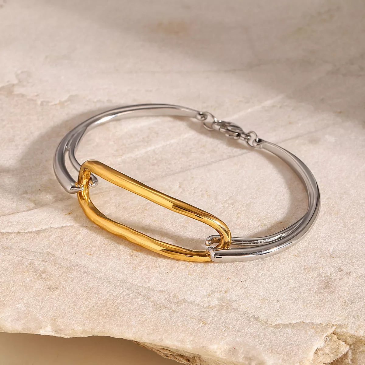 Two-Tone Geometric Link Bracelet Gold / One Size