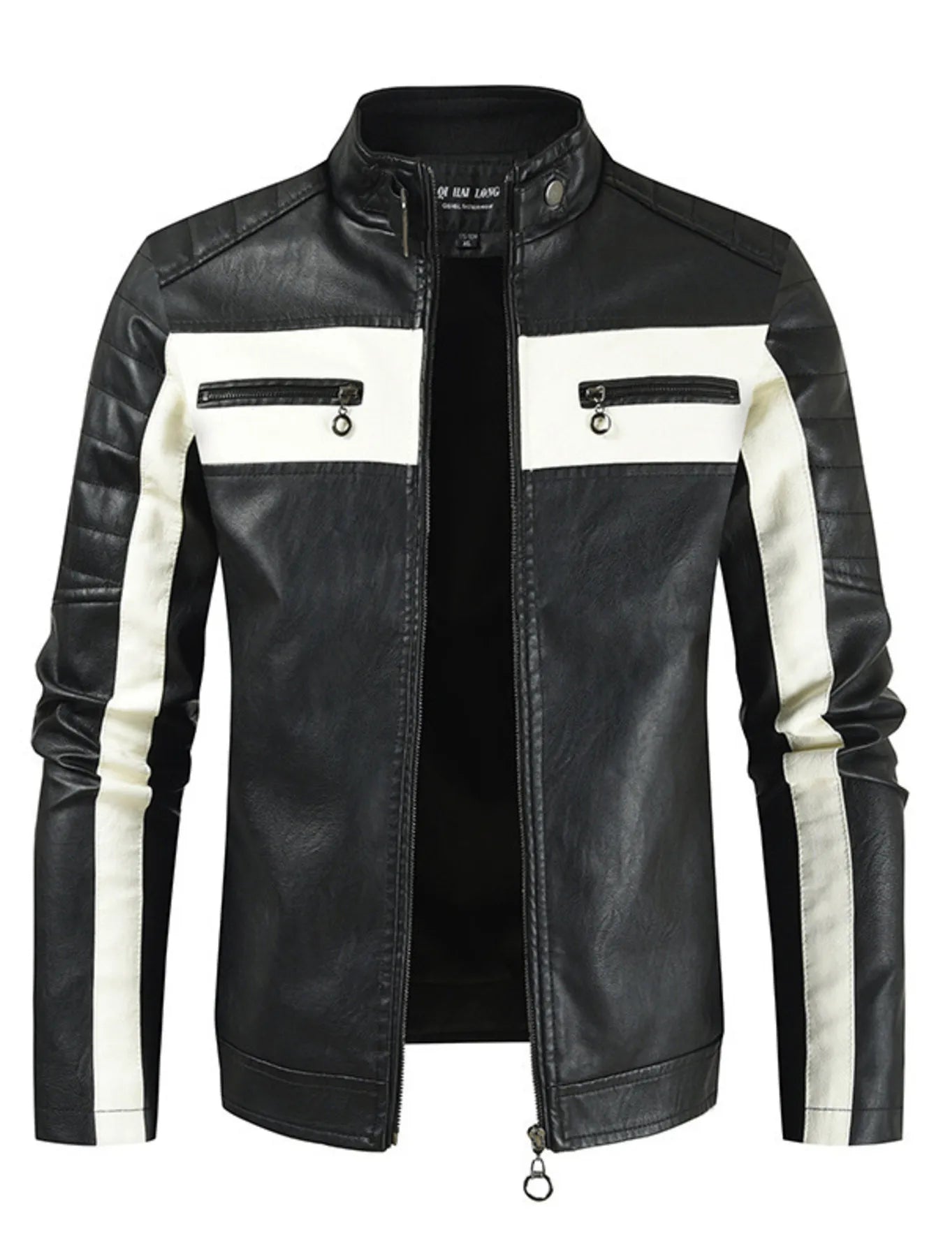 Men's Plus Size Contrast Zip Up Long Sleeve Jacket Coffee / M