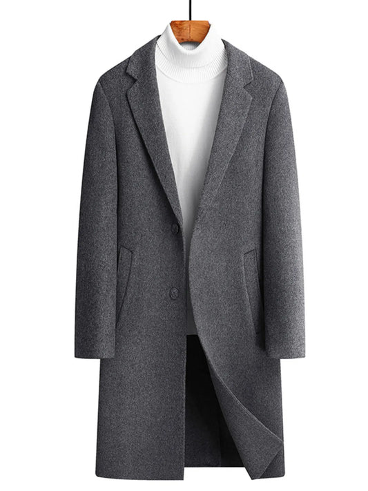Men's Plus Size Lapel Collar Long Coat Grey / M