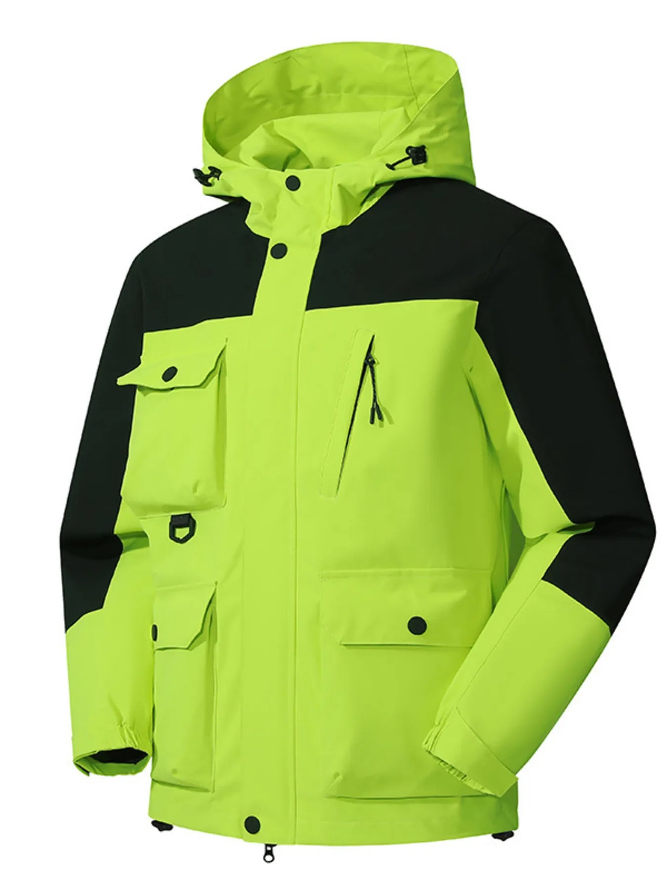 Men's Full Size Multi-Pocket Long Sleeve Hooded Jacket Plus Size Army Green / S