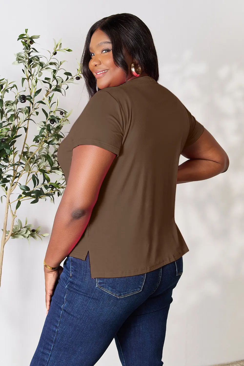 Basic Bae Full Size Round Neck Short Sleeve T-Shirt Plus Size Black / S