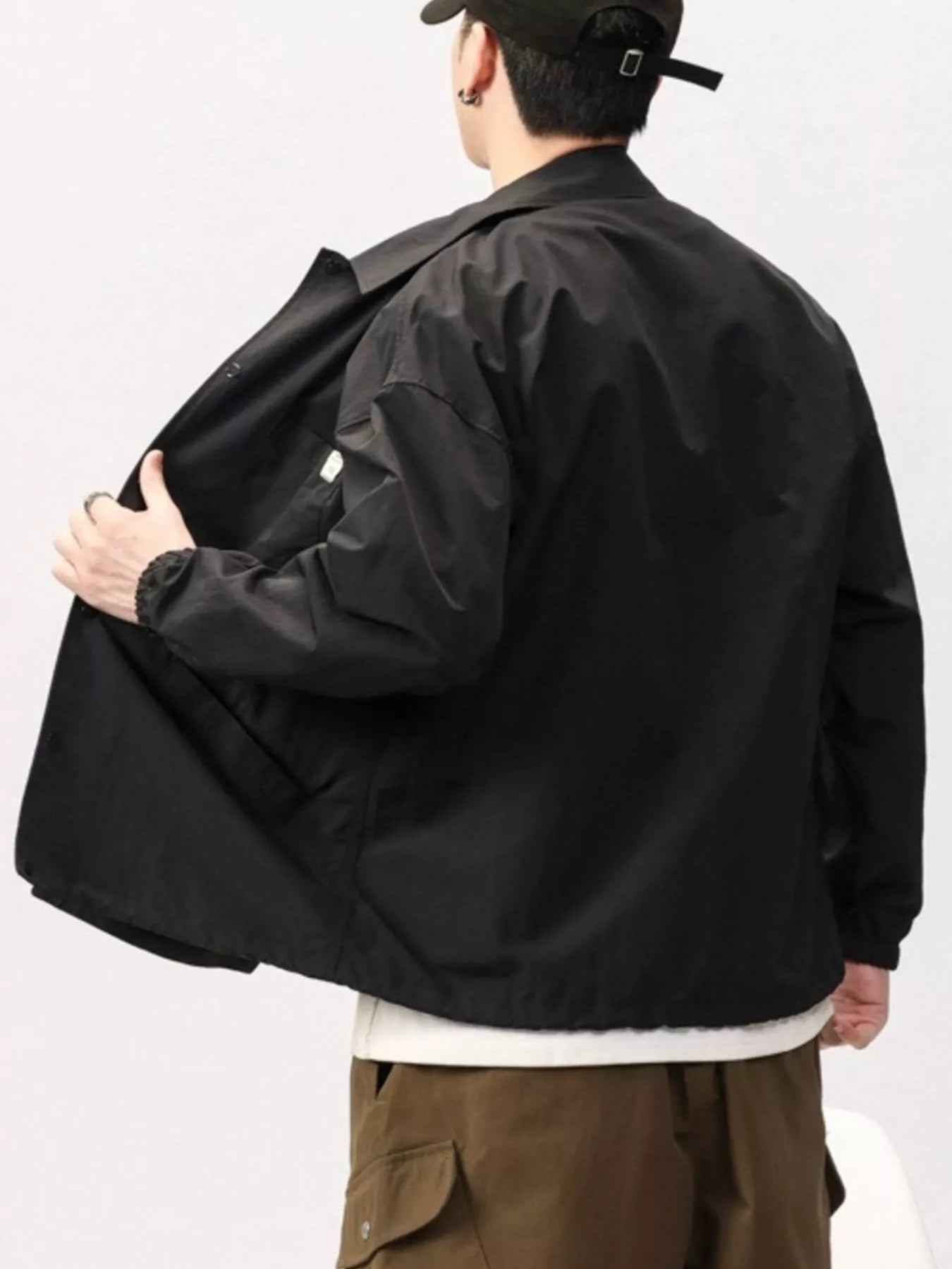 Men's Full Size Button Up Long Sleeve Shirt Plus Size Black / S