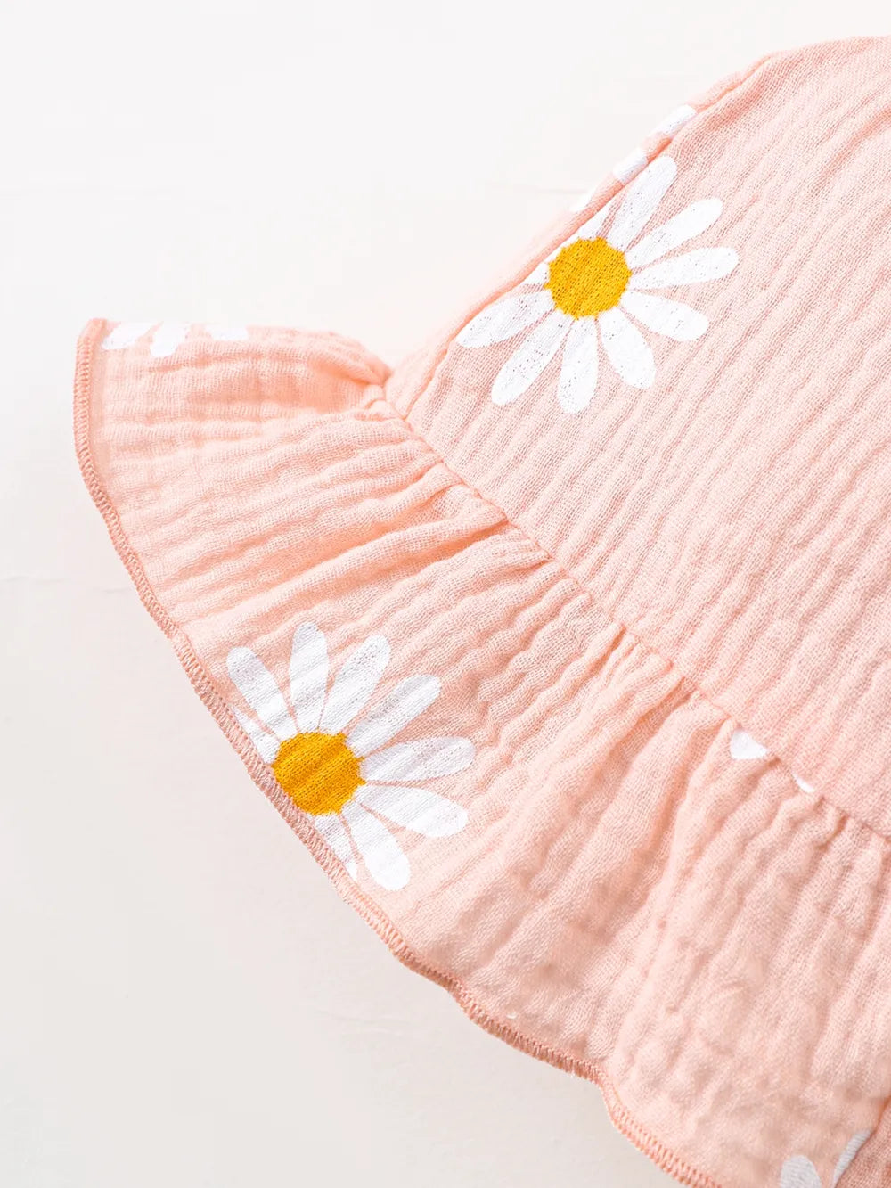 Children's Daisy Textured Wide Strap Romper and Hat Set Watermelon pink / 0-3M