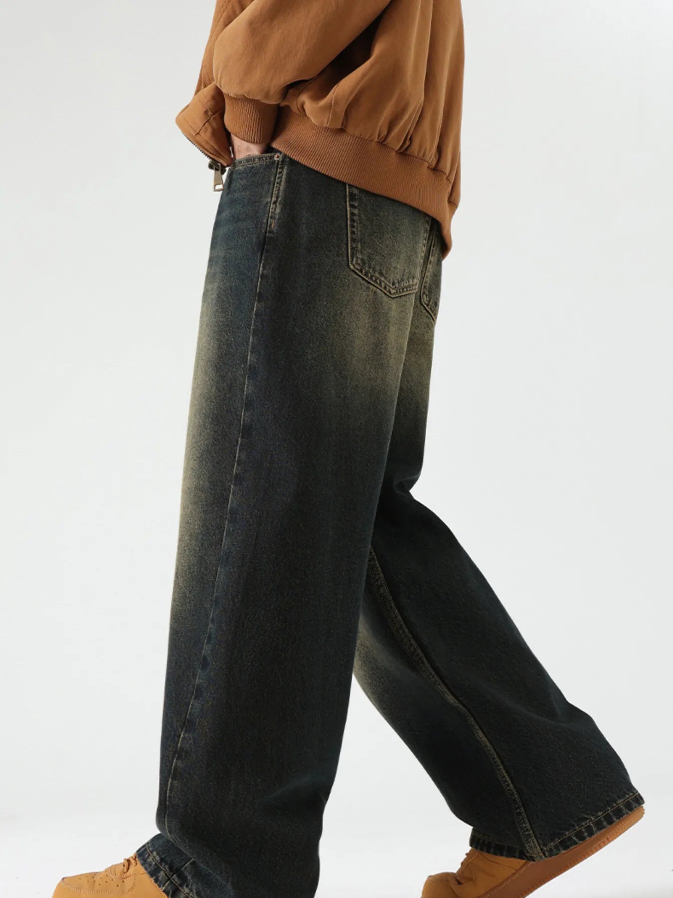 Men's Wide Leg Baggy Jeans Dark Blue / 28