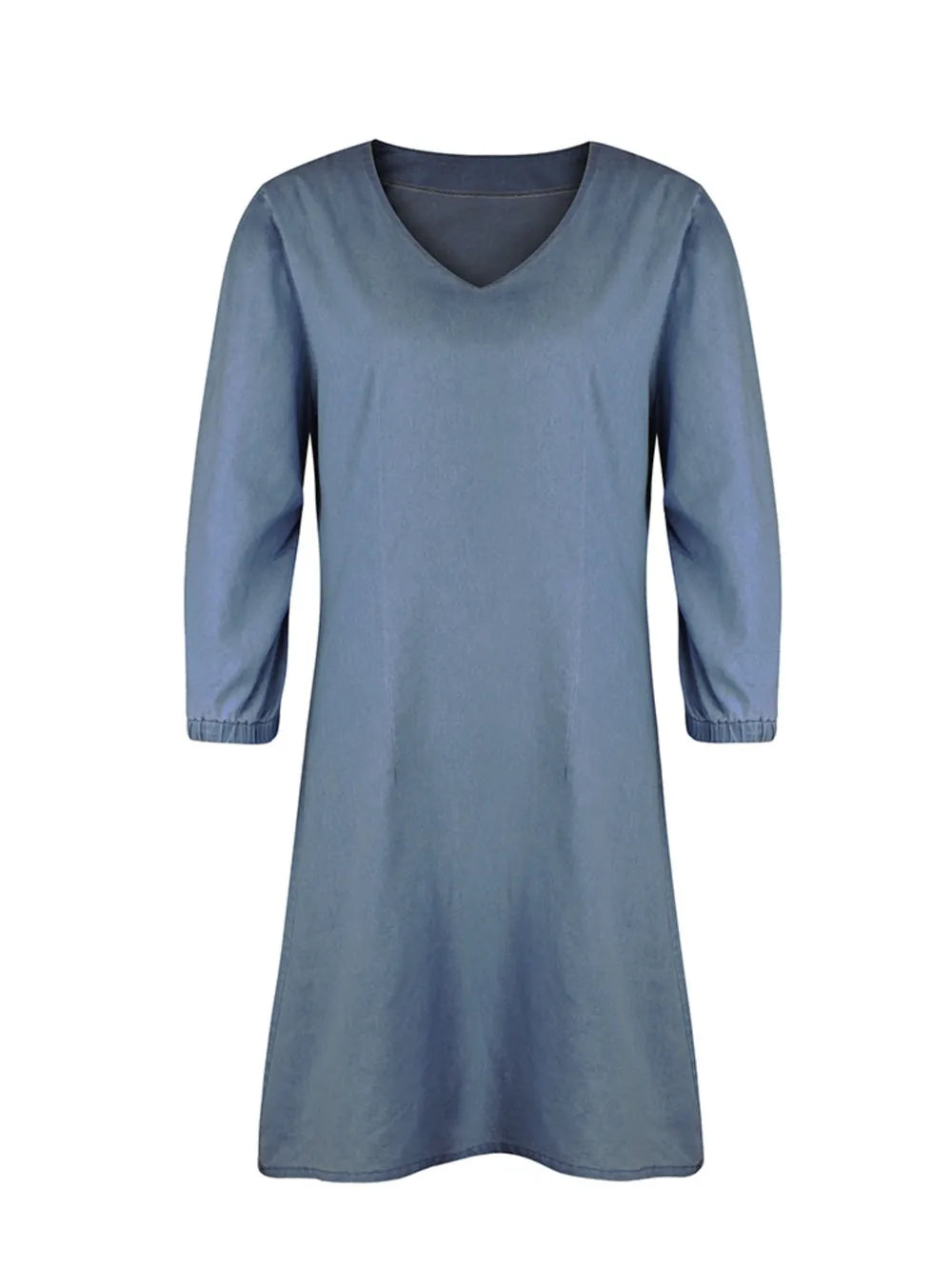 Full Size V-Neck Half Sleeve Dress Light Blue / S