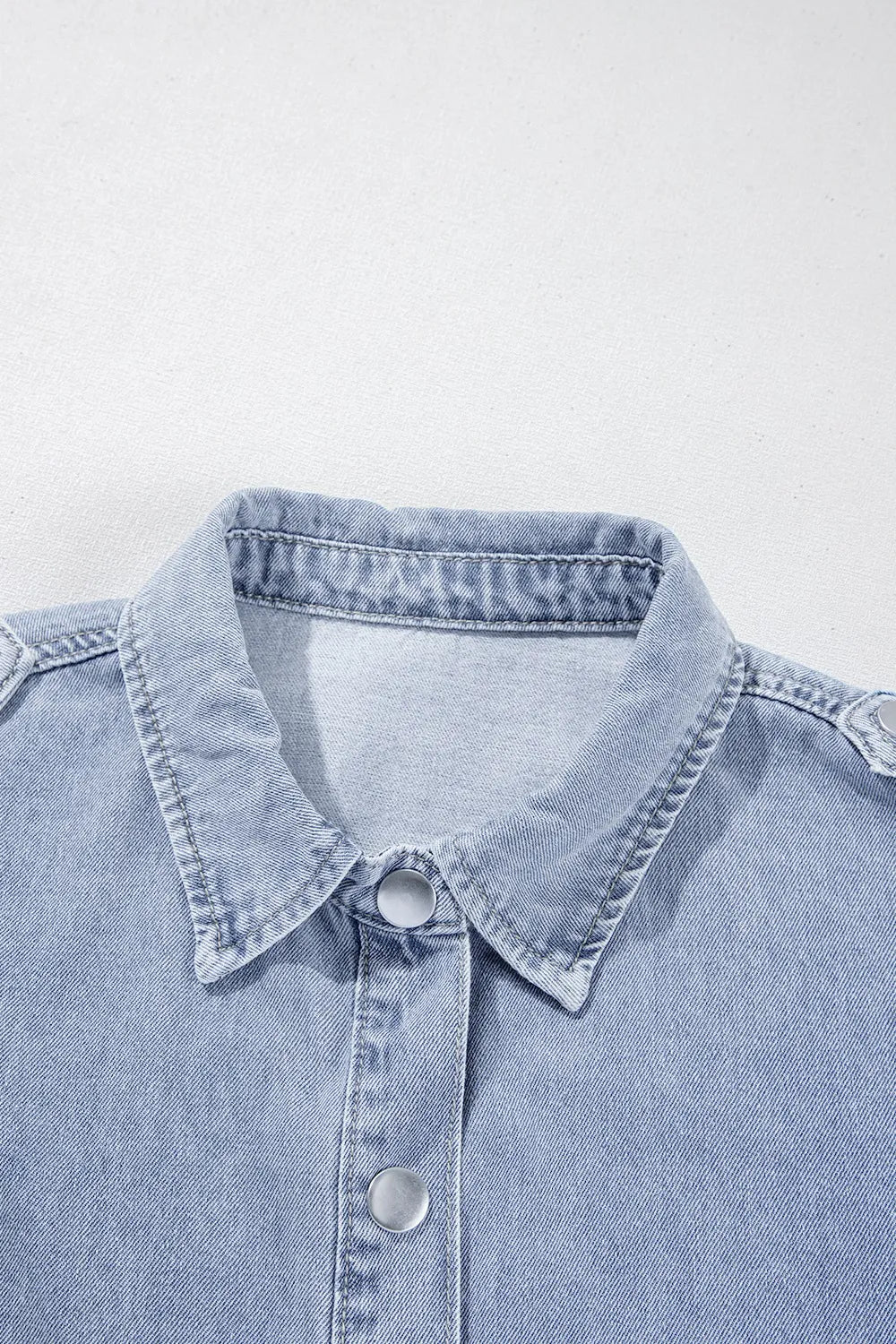 Snap Down Cap Sleeve Denim Top Light Blue / S