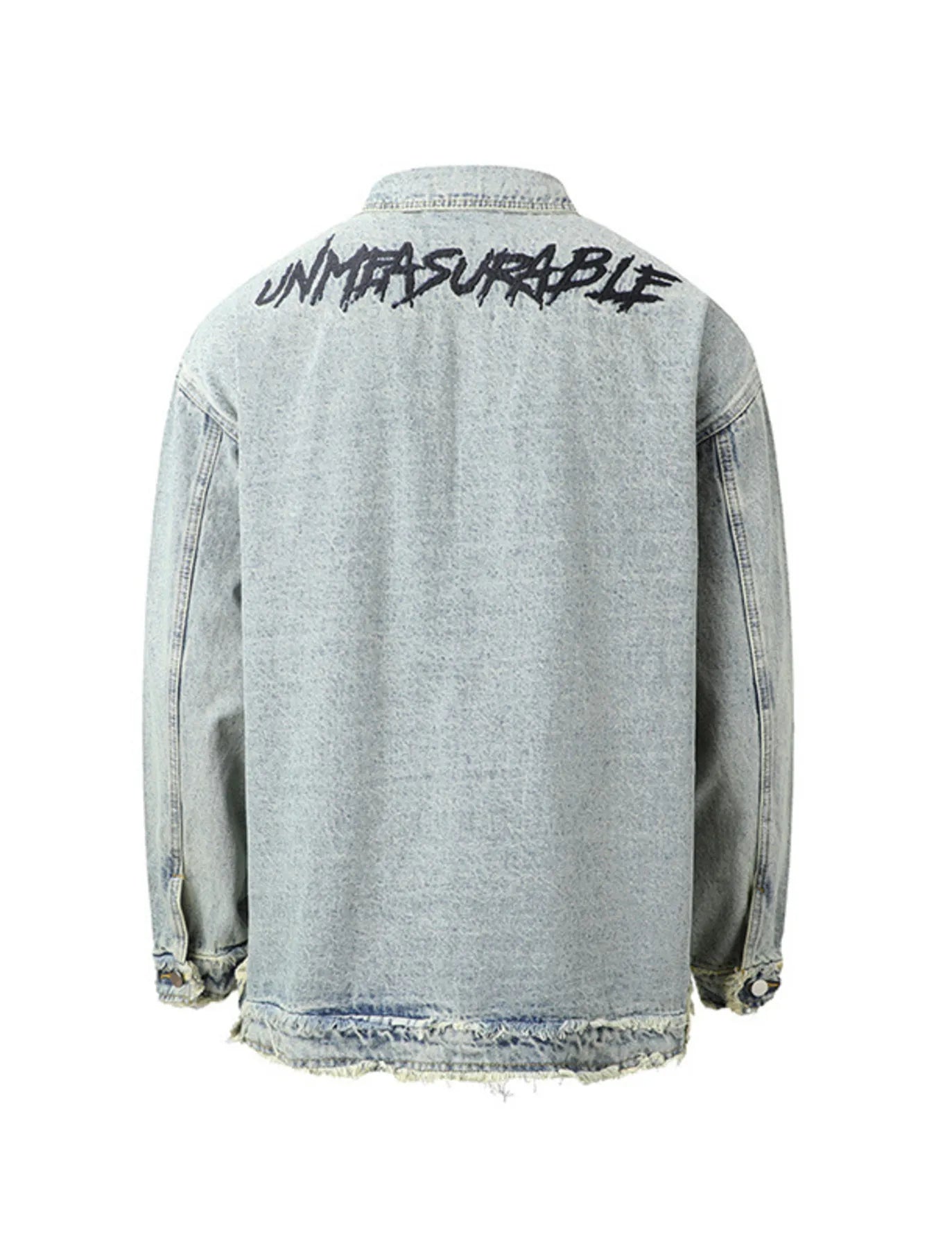 Men's Raw Hem Long Sleeve Denim Jacket Nostalgic Black / S