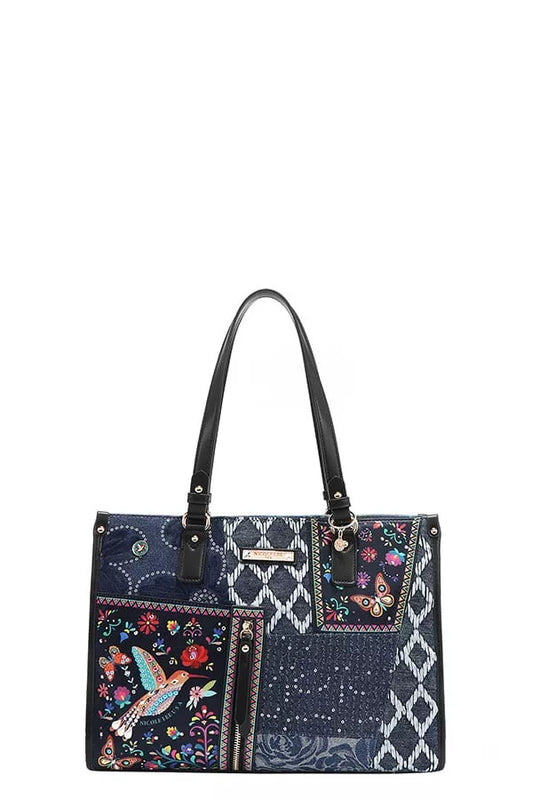 Nicole Lee USA Bosque de Amor Denim Tote Bag BOSQUE DE AMOR / OS