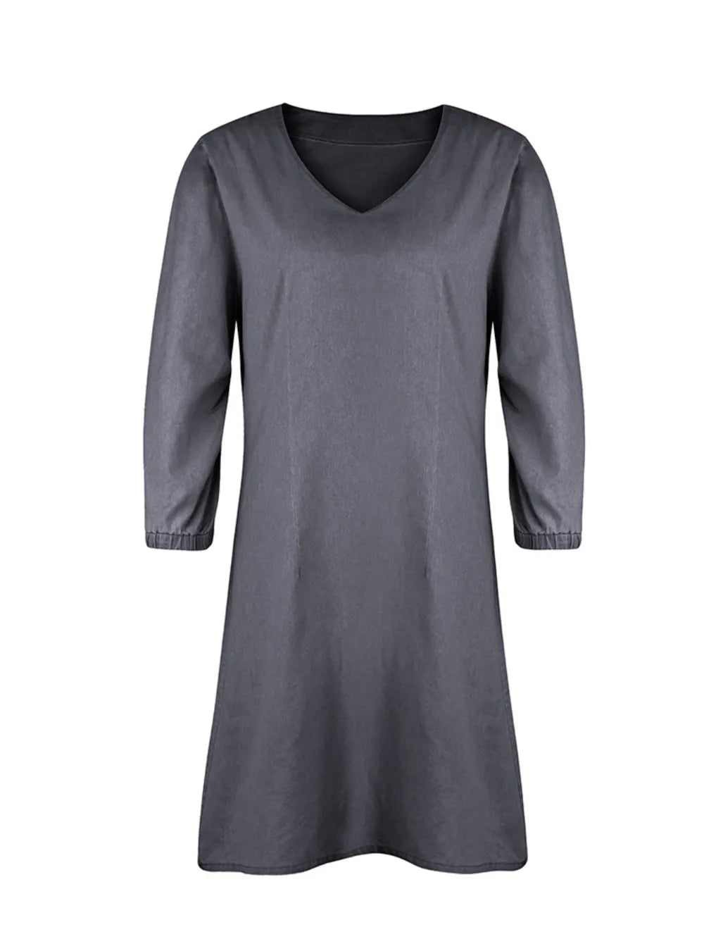Full Size V-Neck Half Sleeve Dress Light Blue / S