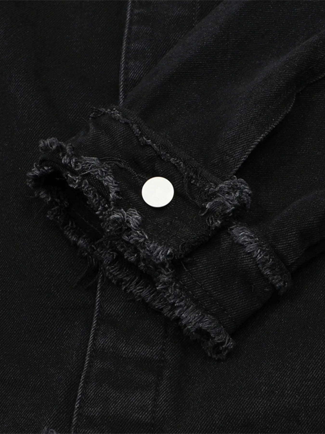 Men's Raw Hem Long Sleeve Denim Jacket Nostalgic Black / S