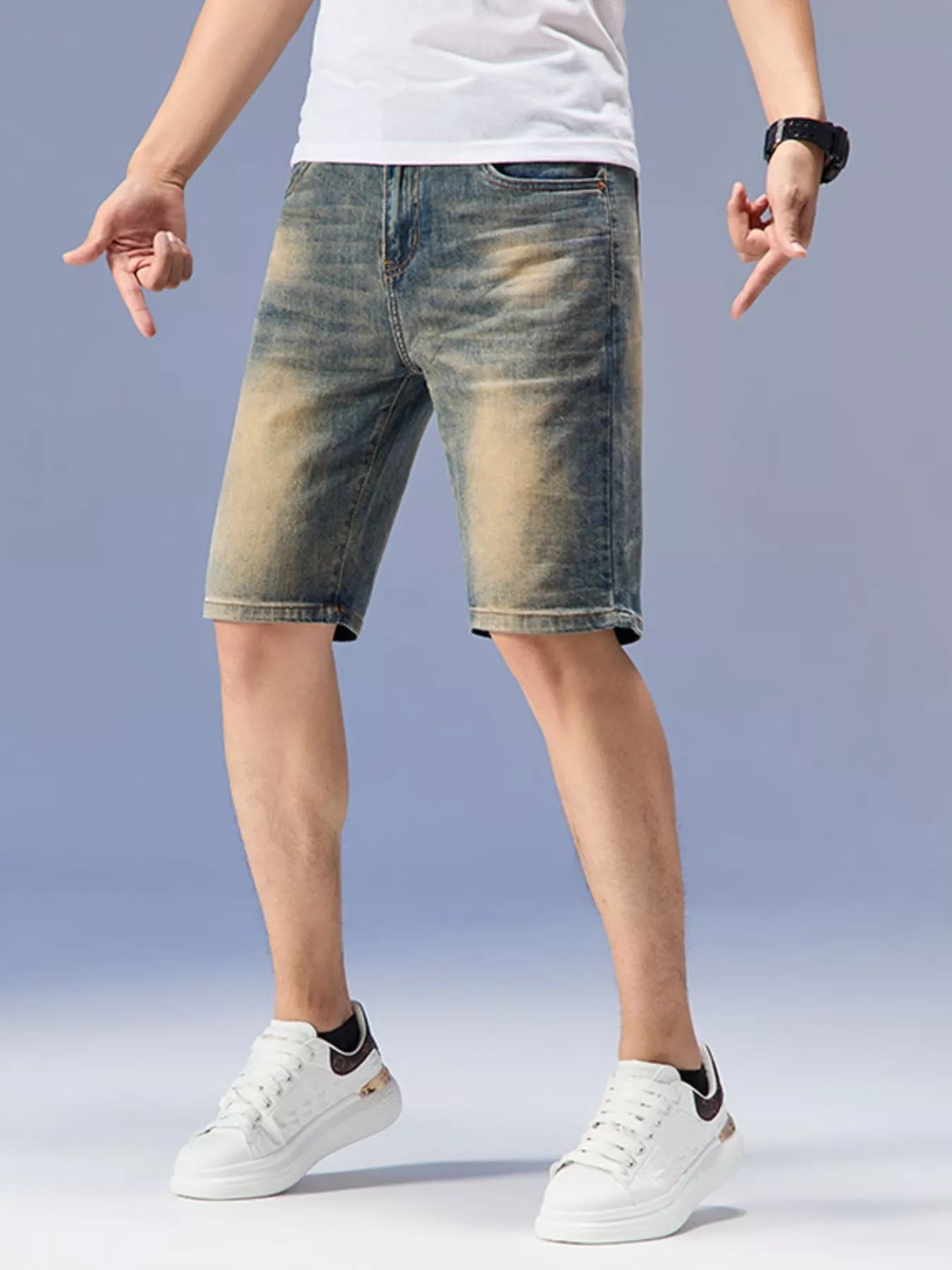 Men's Washed Denim Shorts Nano Yellow / 28