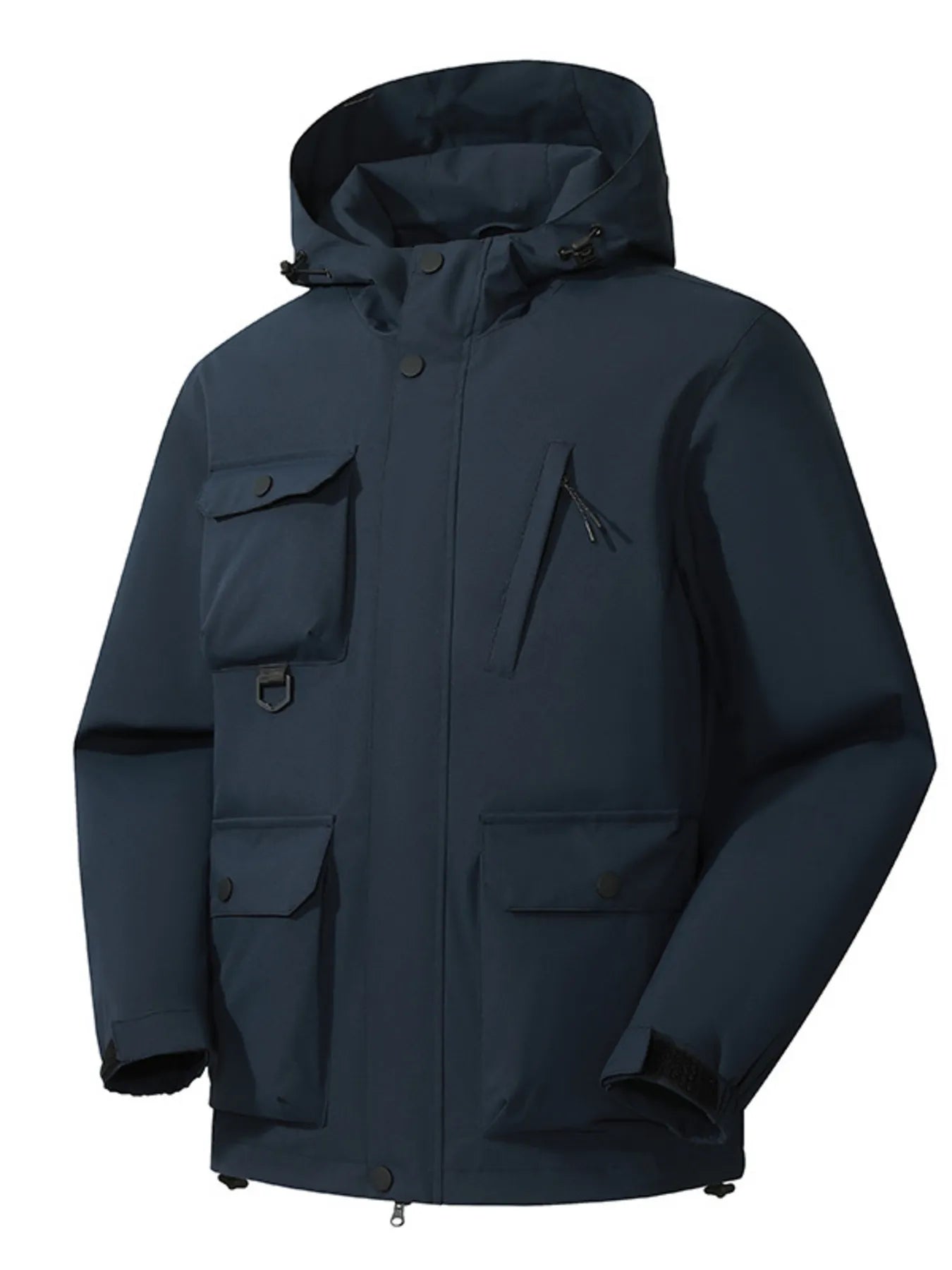 Men's Full Size Multi-Pocket Long Sleeve Hooded Jacket Plus Size Army Green / S