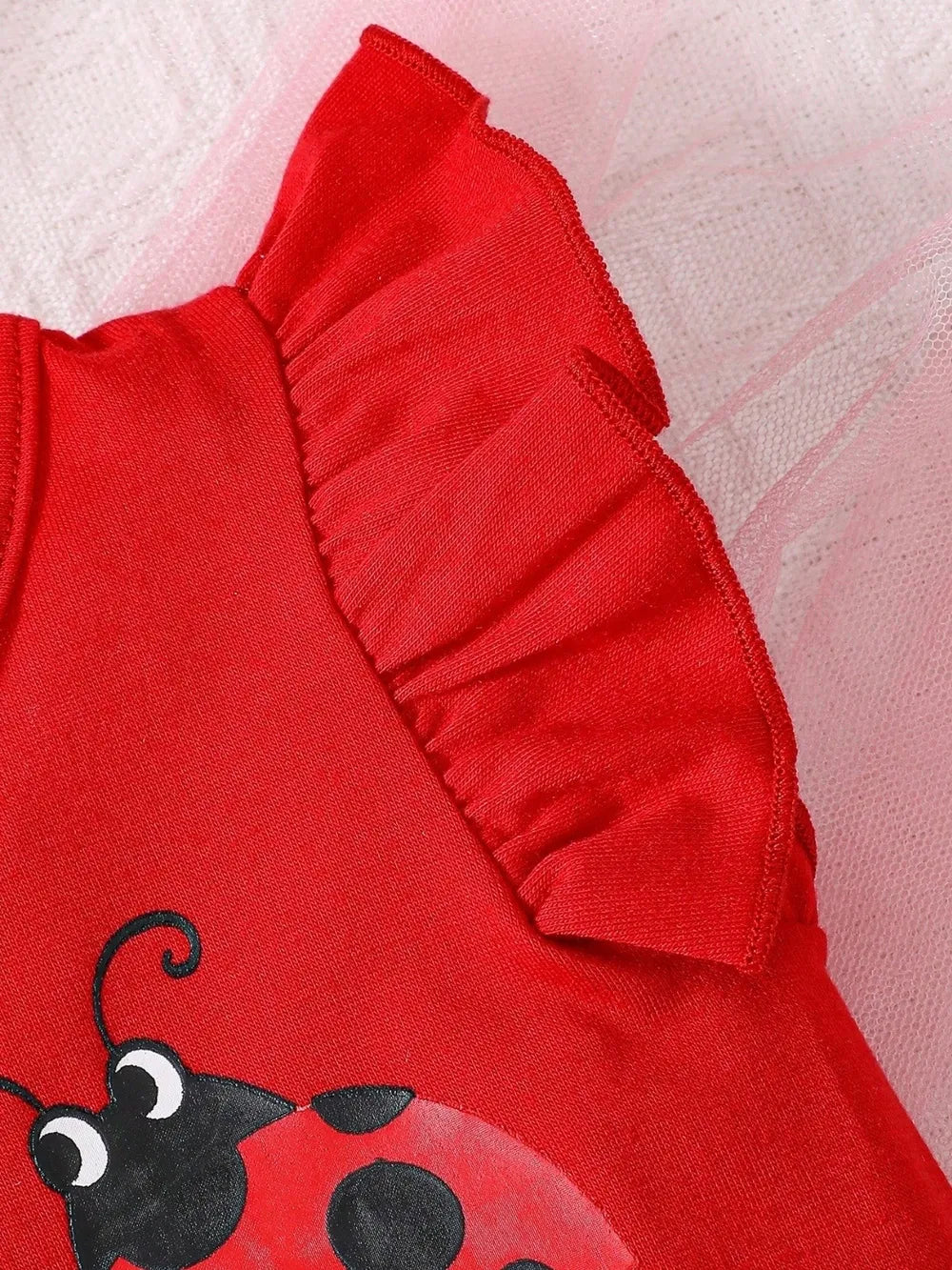 Children's Headband, Round Neck Ruffle Sleeve Top and Pants Set Red / 6-9M
