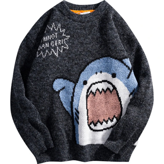 Jantiny© Kids Shark Sweater Turtleneck Black / L
