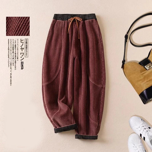 Jantiny© Women’s Corduroy Harem Pants caramel Autumn / S