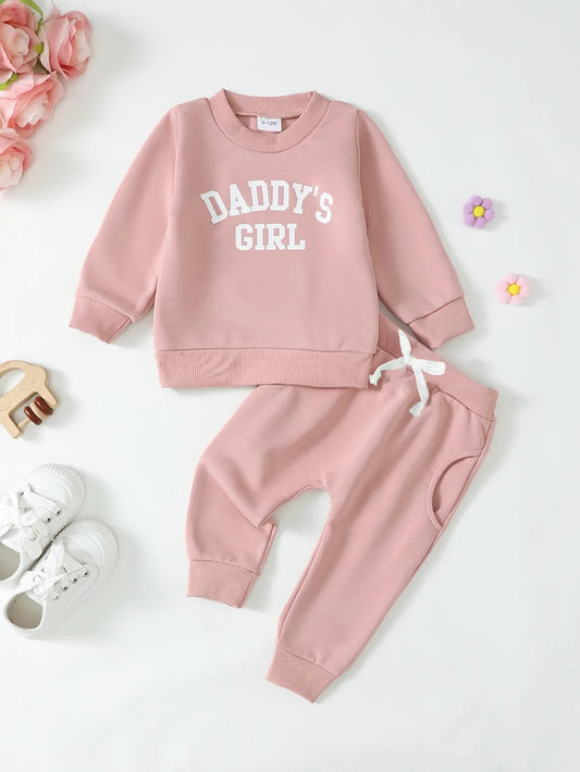 Children's Letter Graphic Sweatshirt and Pants Set Pale Blush / 9-12M