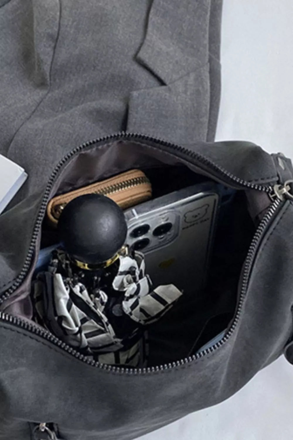Zipper Details Adjustable Strap Crossbody Bag Khaki / One Size