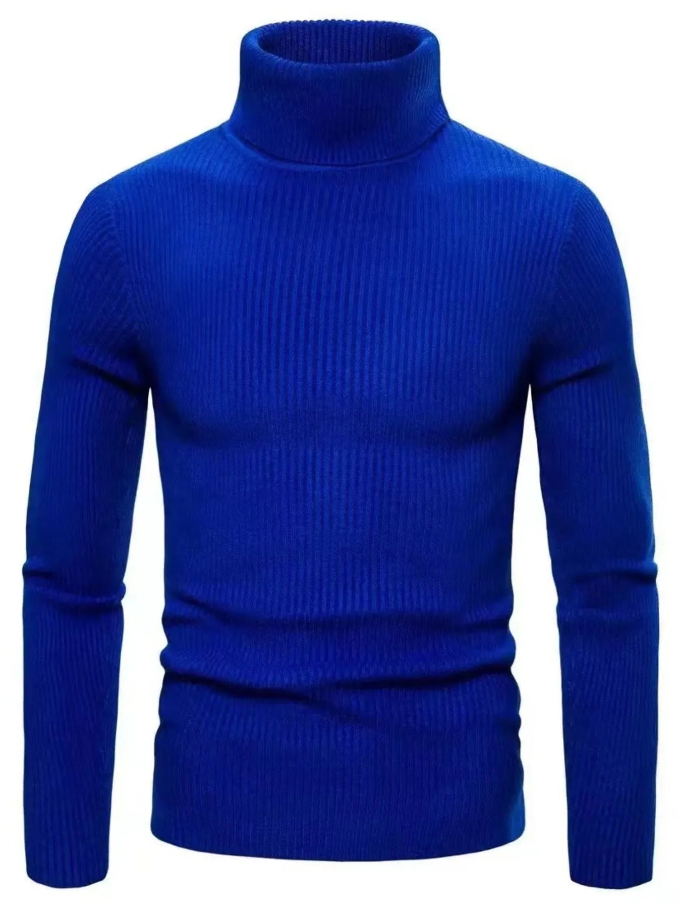 Men's Plus Size Ribbed Turtleneck Long Sleeve Sweater Black / M