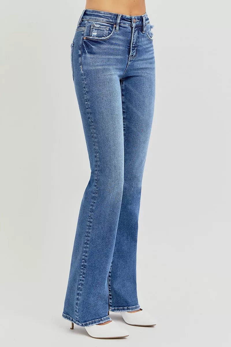RISEN Full Size Tummy Control High Rise Straight Jeans Plus Size DARK / 0