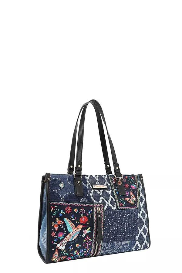 Nicole Lee USA Bosque de Amor Denim Tote Bag BOSQUE DE AMOR / OS