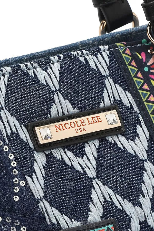 Nicole Lee USA Bosque de Amor Denim Tote Bag BOSQUE DE AMOR / OS