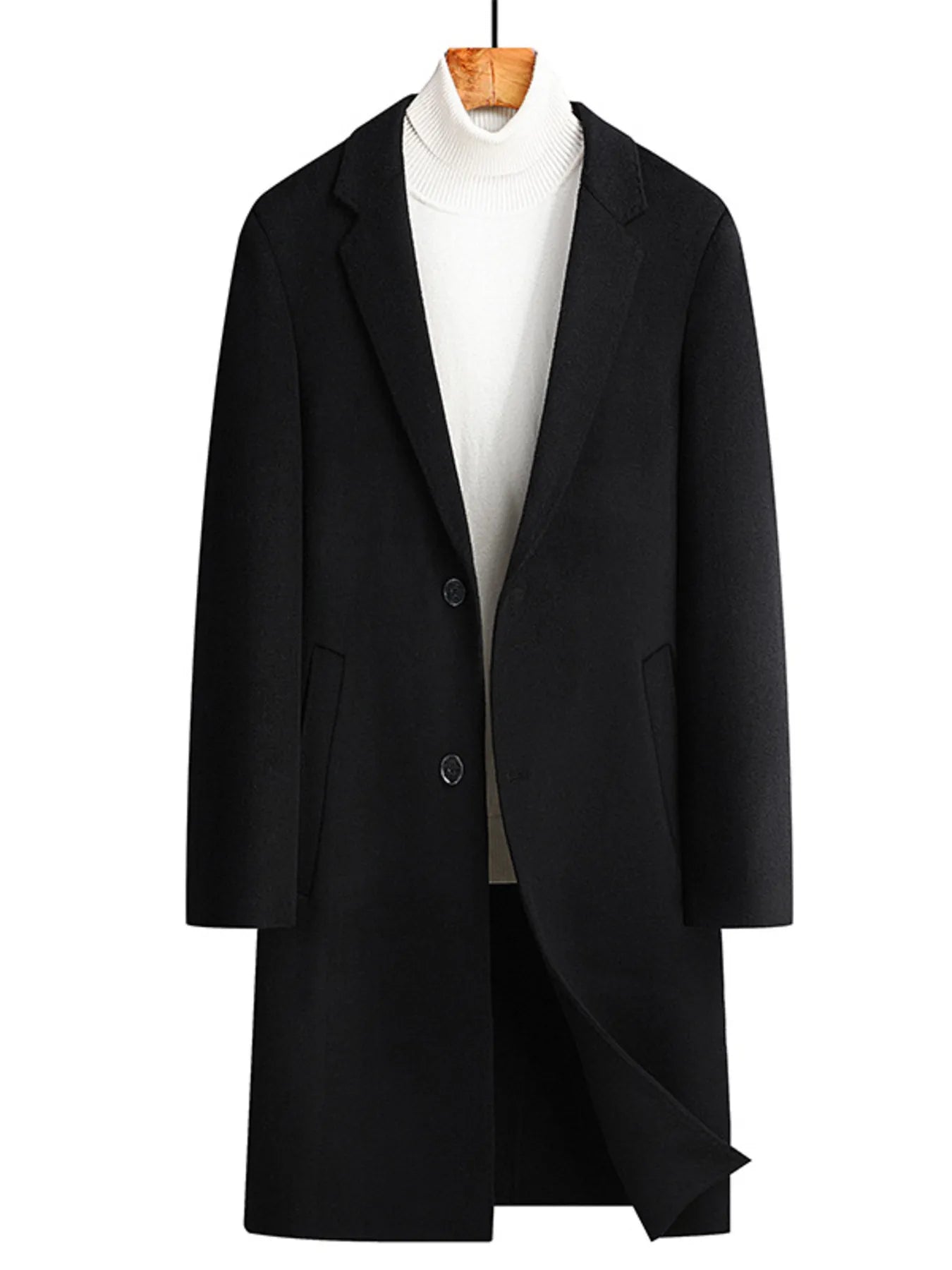 Men's Plus Size Lapel Collar Long Coat Grey / M