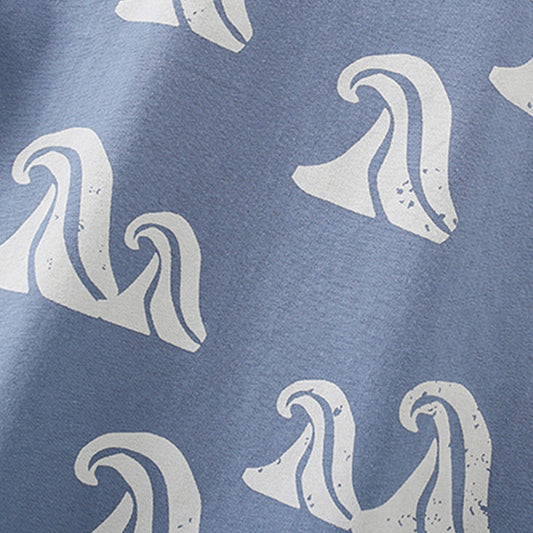 Summer Baby Kids Waves Pattern T-shirt and Shorts Clothing Set for Boys 100 (2-3Y) / Blue