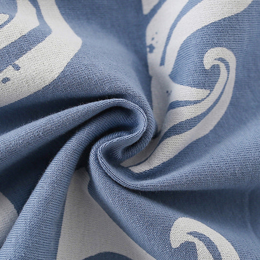 Summer Baby Kids Waves Pattern T-shirt and Shorts Clothing Set for Boys 100 (2-3Y) / Blue