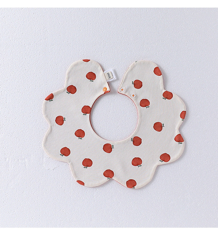 Adorable Simple Pattern Cotton Snap-on Flowers Shaped Bib S (0-1Y) / White