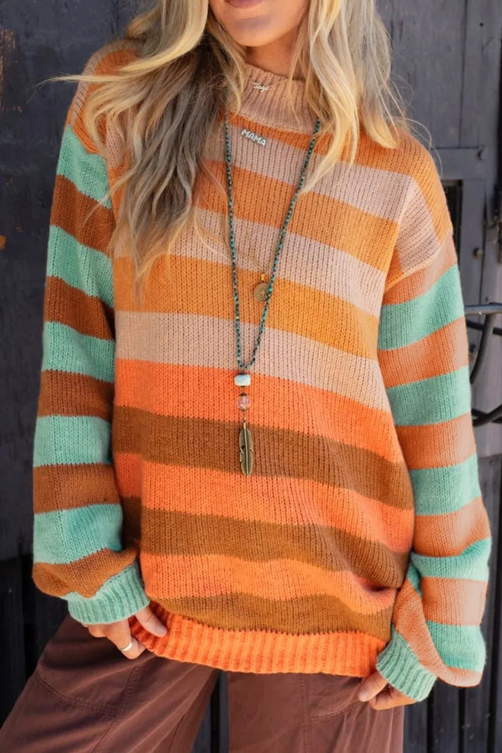 Striped Rainbow Long Sleeve Sweater Multicolor / S 
