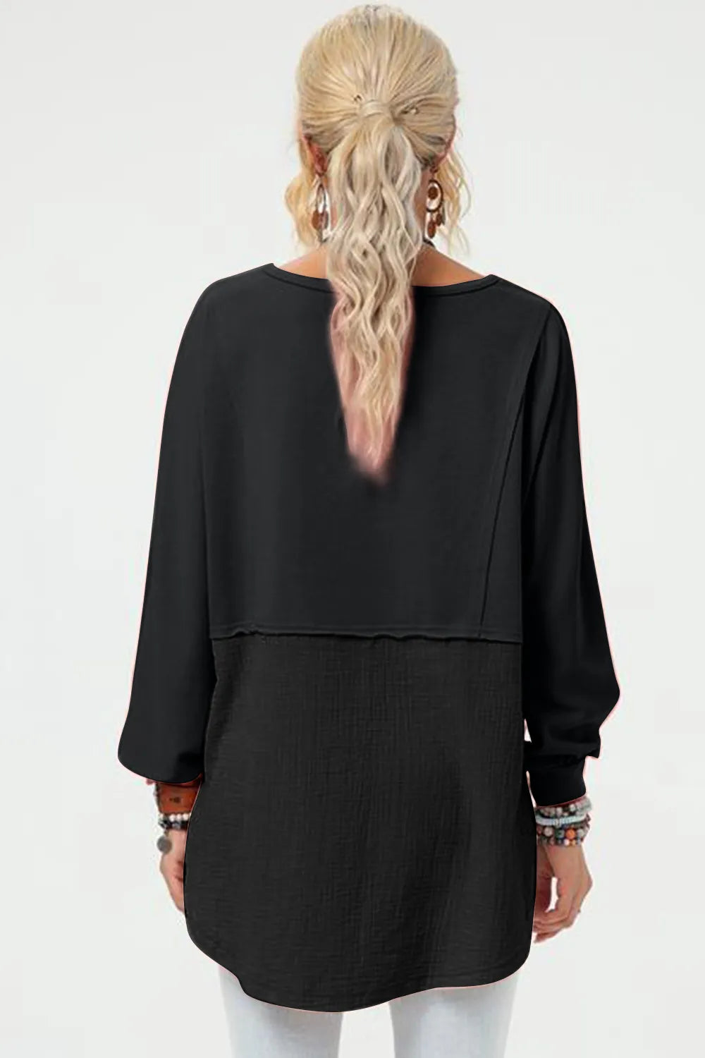 Double Take Full Size Long Sleeve High-Low T-Shirt Tangerine / S 