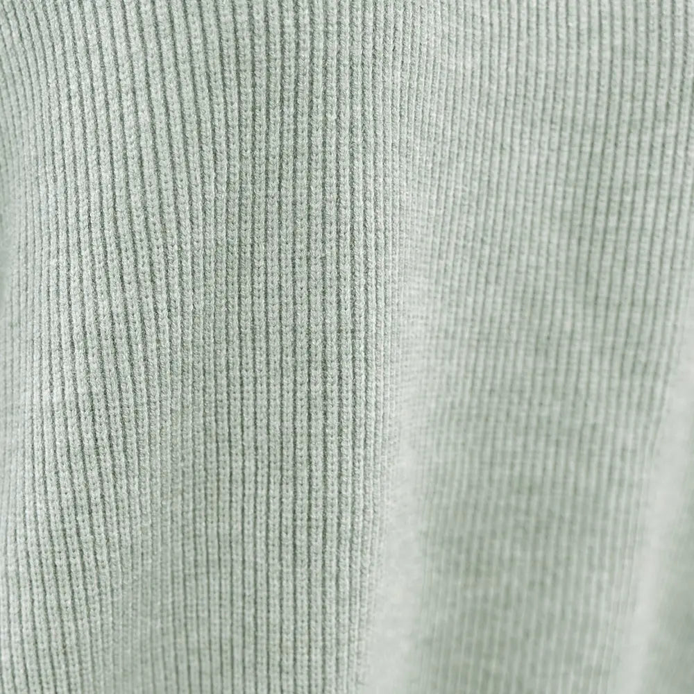 Round Neck Drop Shoulder Slit Sweater Sage / S 