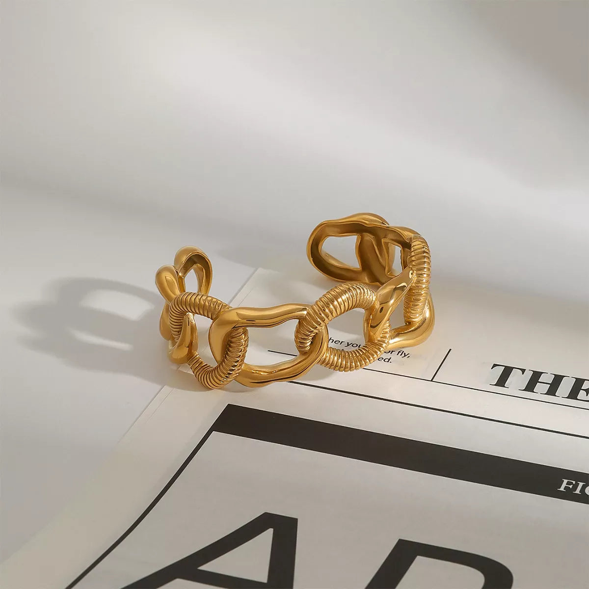 18K Gold-Plated Chain Link Open Bracelet Gold / One Size 