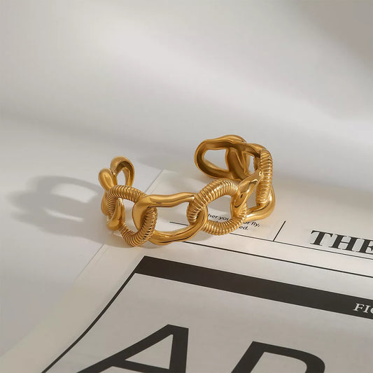 18K Gold-Plated Chain Link Open Bracelet Gold / One Size 