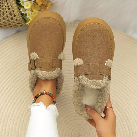 Round Toe Platform Fleece-Lined Slip-Ons Black / 36 