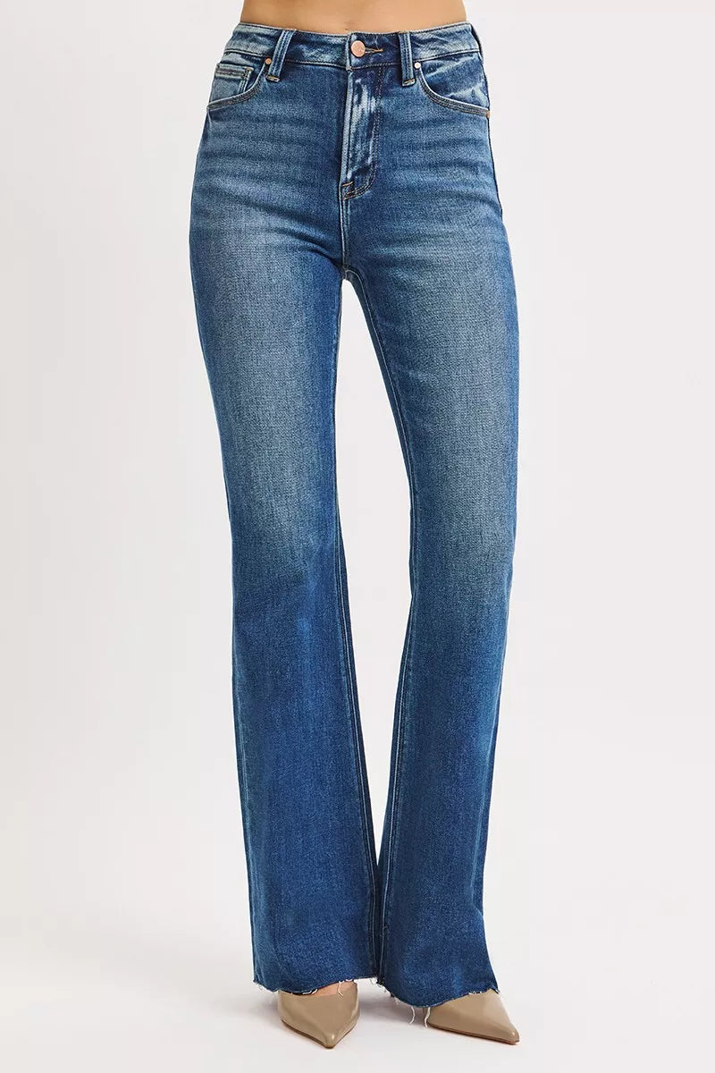 RISEN High Rise Flare Jeans DARK / 0 