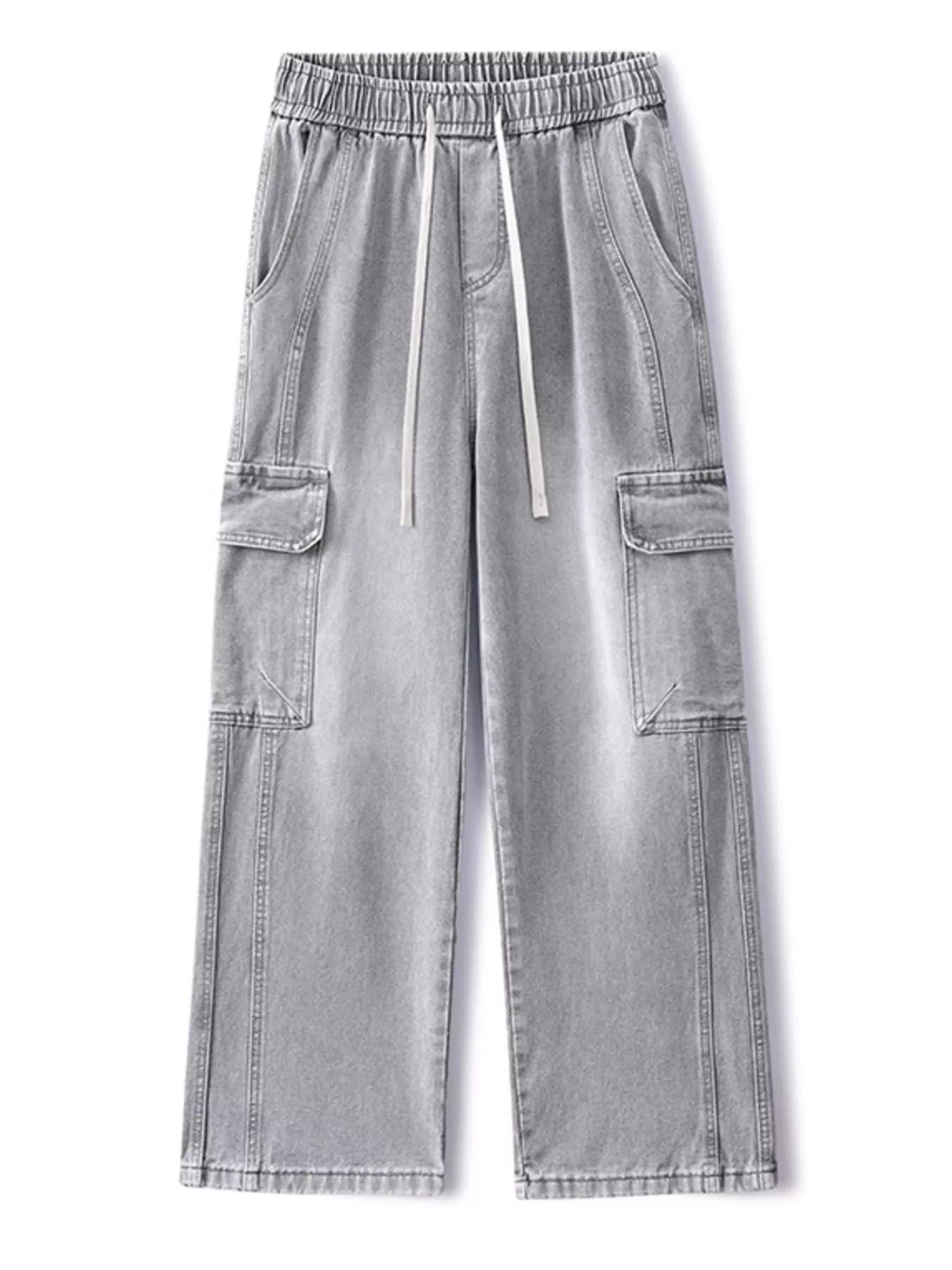 Men's Full Size Wide Leg Cargo Jeans Plus Size Vintage Blue / S 