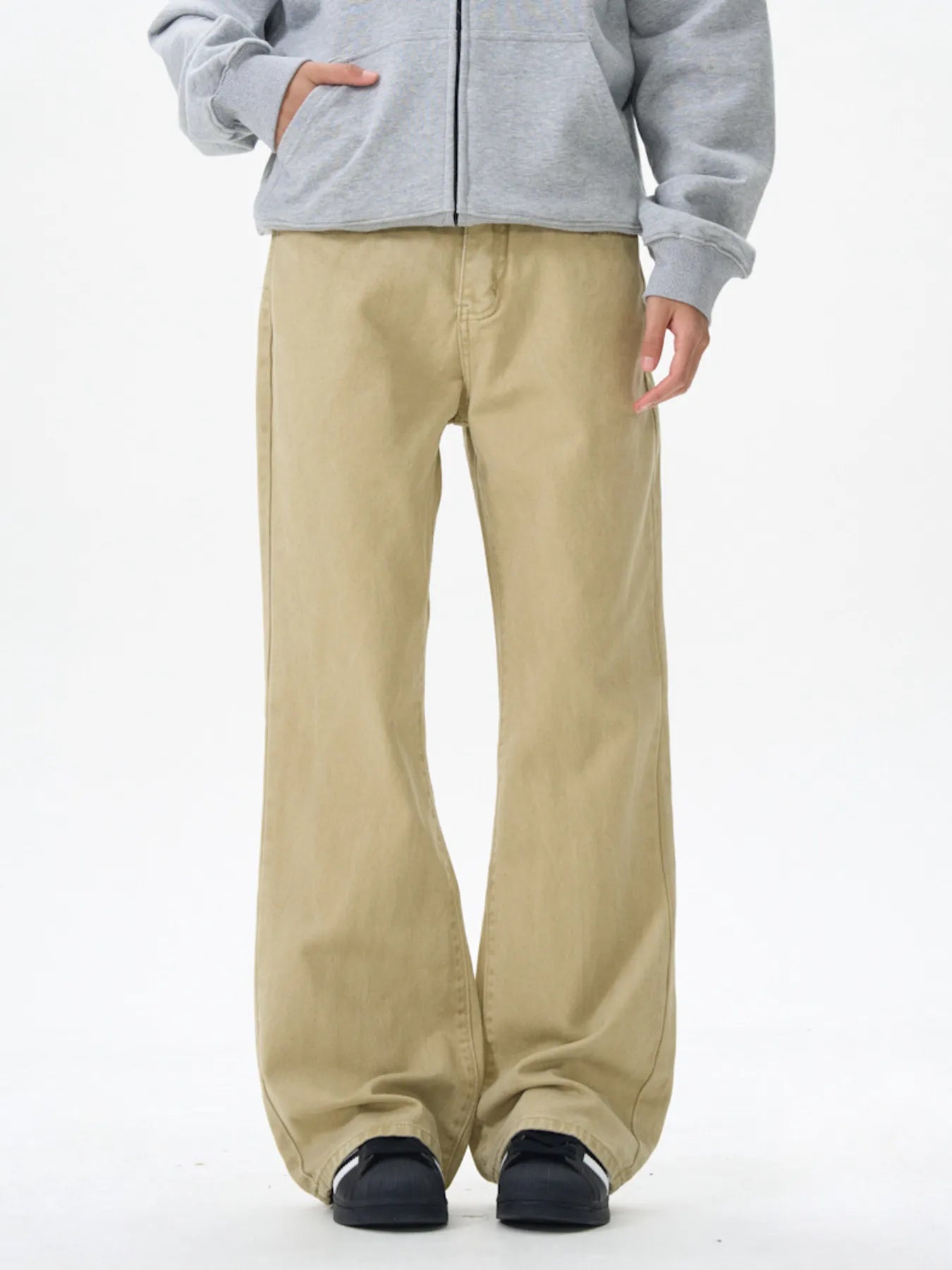 Men's Wide Leg Flare Jeans Khaki / S 