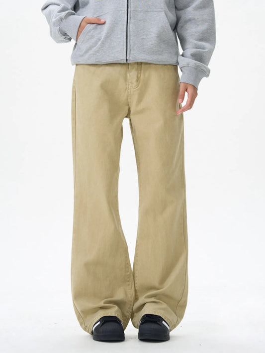 Men's Wide Leg Flare Jeans Khaki / S 