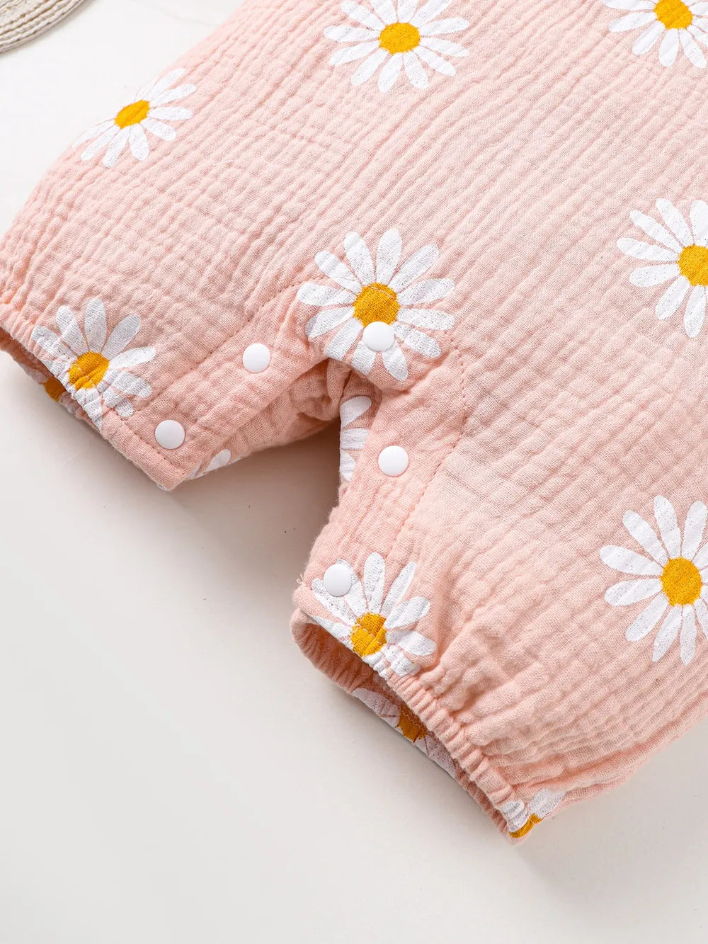 Children's Daisy Textured Wide Strap Romper and Hat Set Watermelon pink / 0-3M 