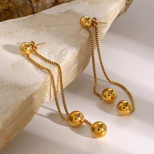 18K Gold-Plated Ball Drop Earrings Gold / One Size 