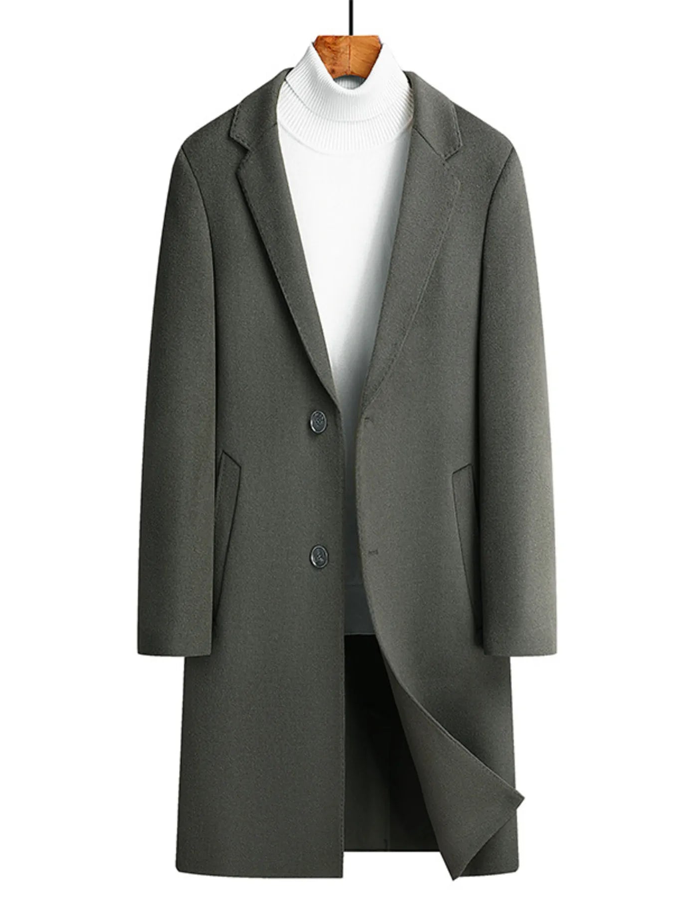 Men's Plus Size Lapel Collar Long Coat Grey / M 