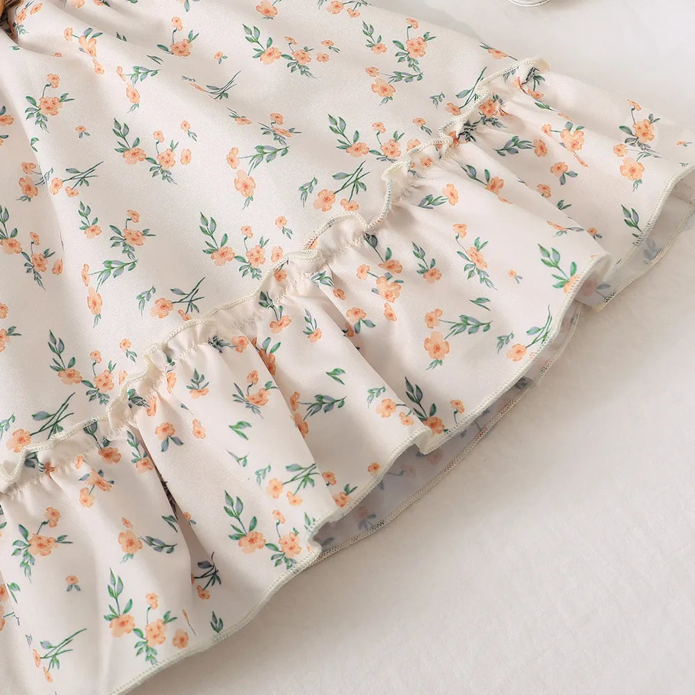Single Shoulder Top and Printed Skirt Set Tan / 18-24M 