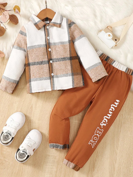 Color Block Button Up Top and Pants Set Ochre / 12-18M 