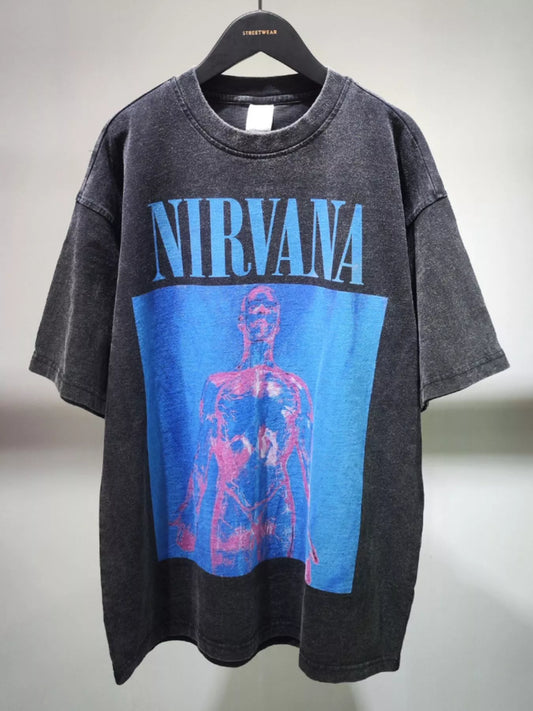 Men's Graphic Round Neck Short Sleeve T-Shirt Black / M 