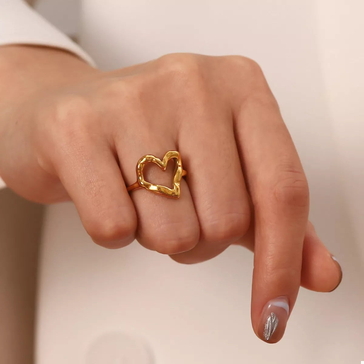 18K Gold-Plated Heart Ring Gold / 6 