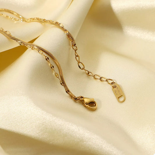 18K Gold-Plated Zircon Double Layered Bracelet Gold / One Size 